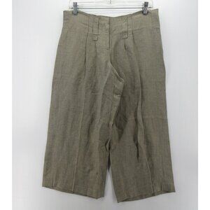 Isda & Co Pants 6 Taupe Linen Blend  Wide Leg Crop Khakis Trousers